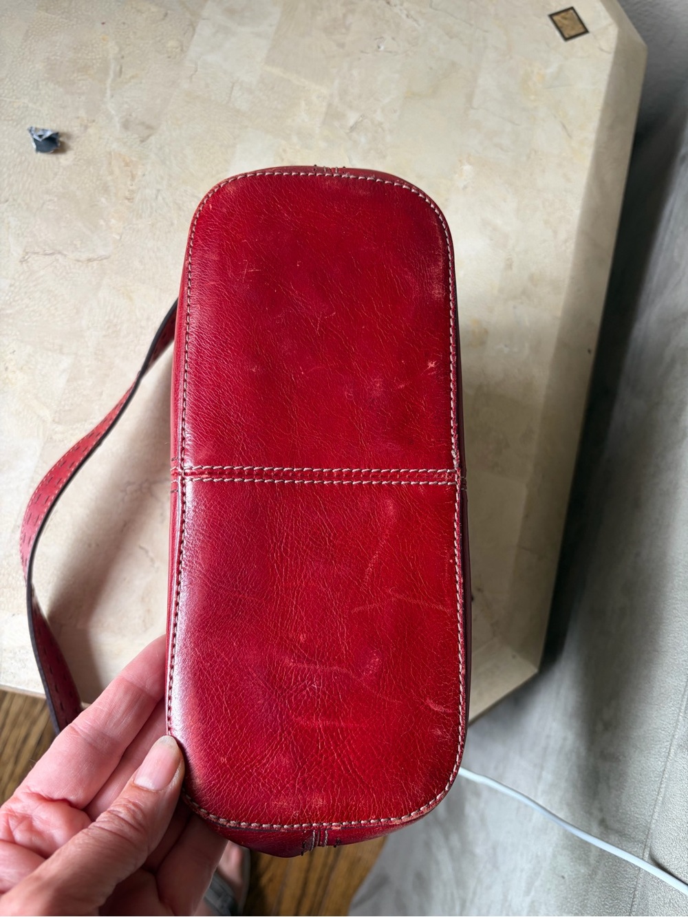 Red Leather Shoulder Bag - Picture 6 of 6
